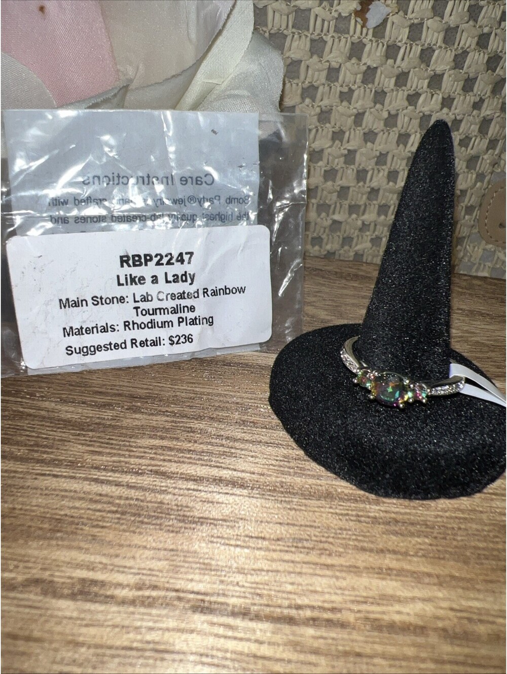 Bomb Party Like A Lady Size 9 Ring. Lab Created Rainbow Tourmaline.